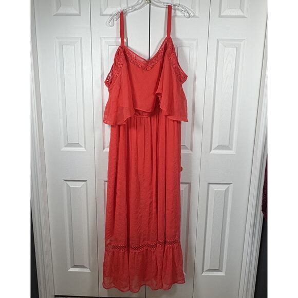 Ashley Nell Tipton Women Dress Plus Size 3X Sleeveless Off Shoulder Red Lace - Picture 1 of 7